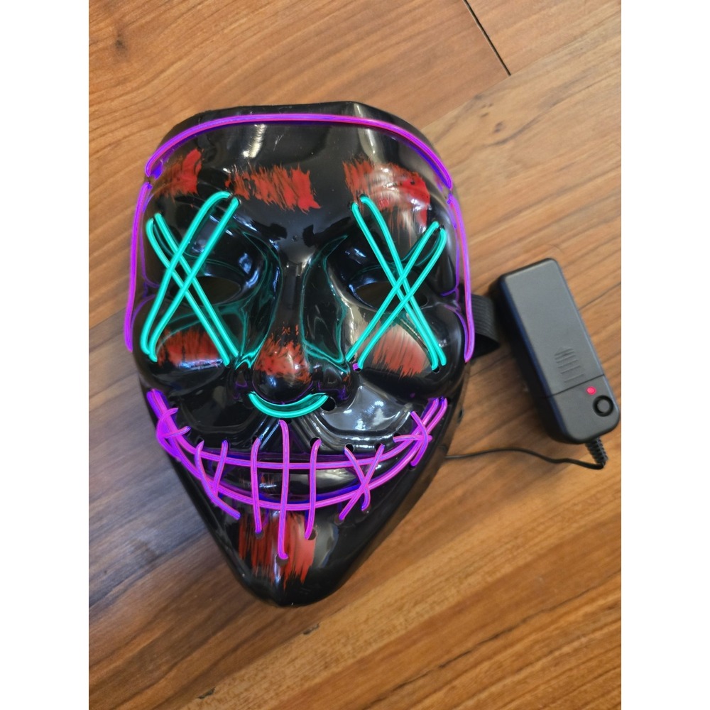 Purge Rave Party Light Up LED Mask Costume Cosplay Halloween Green Purple Black